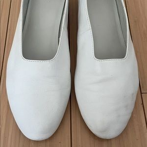 Mango Genuine Leather White Glove Flats Shoes 37 6.5